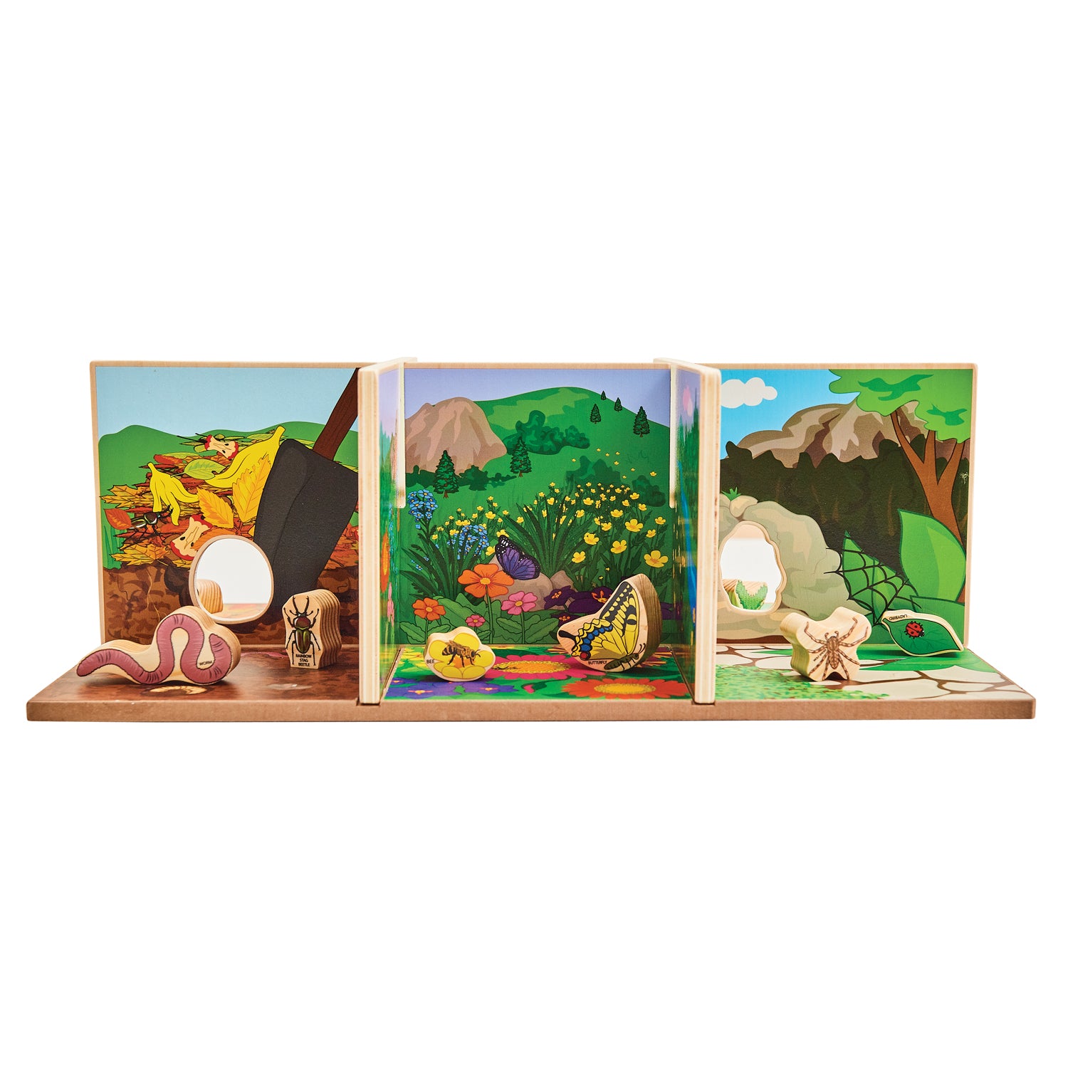 The Freckled Frog Minibeast Adventure Playset - Colorful Bug Blocks and Habitats - 15 Pieces