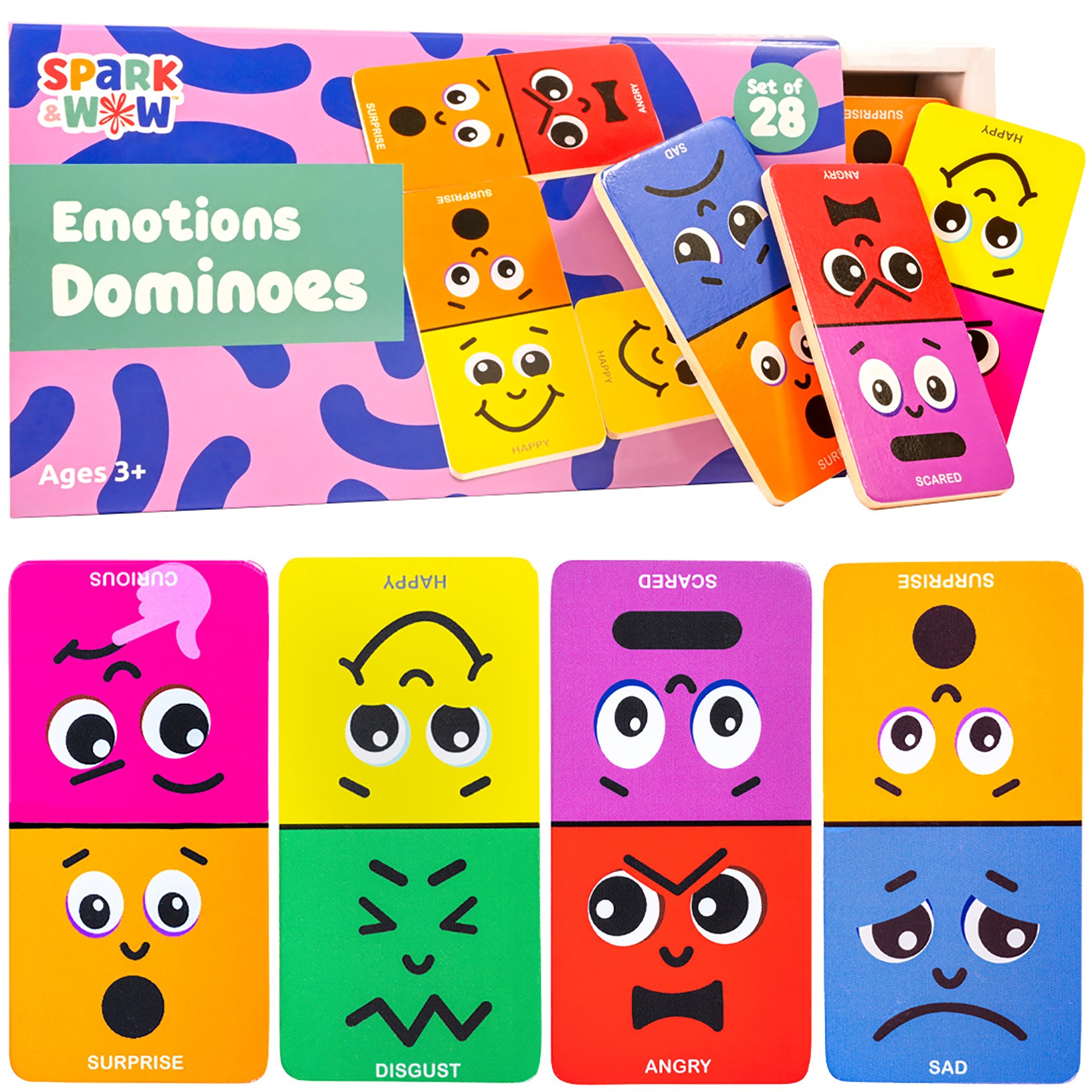 Spark & Wow Emotions Dominoes - Expressive Play Set - 28 Pieces