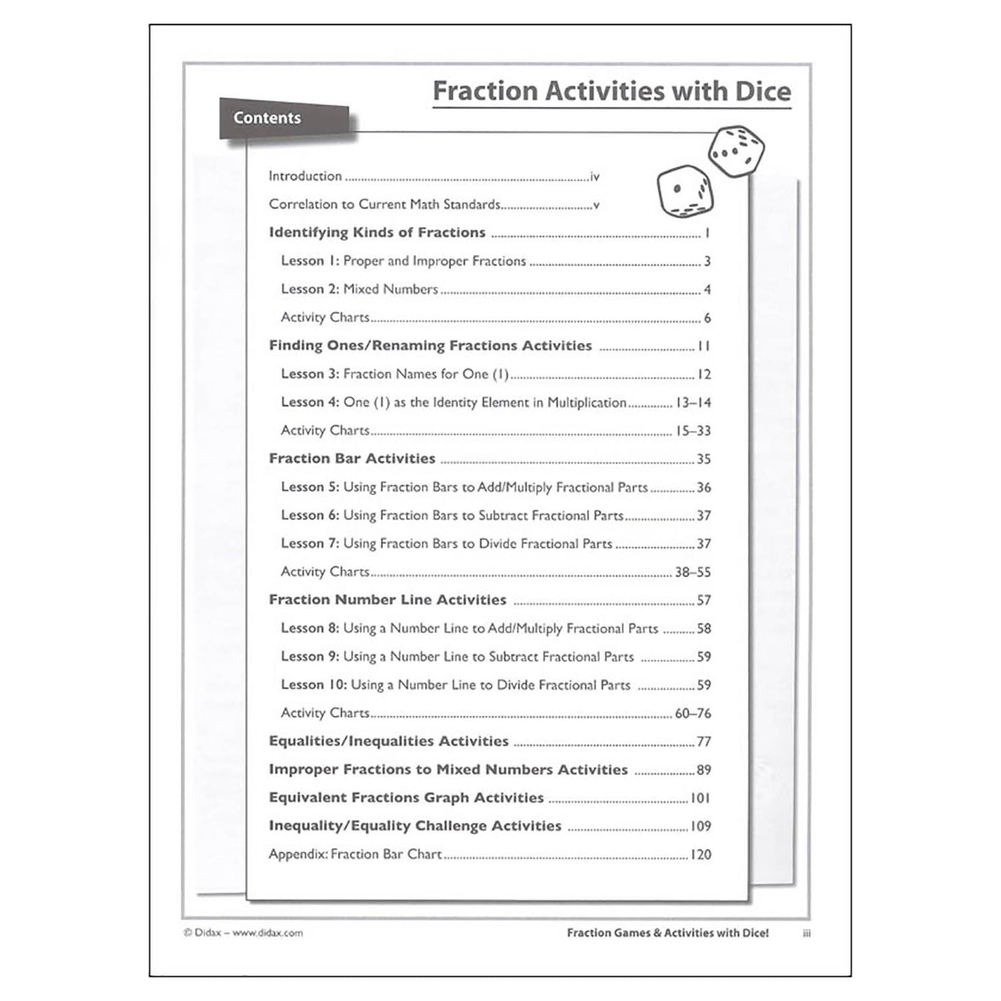 Didax® Fraction Fun - Math Dice Games & Activities Resource Book