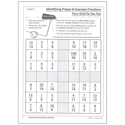 Didax® Fraction Fun - Math Dice Games & Activities Resource Book