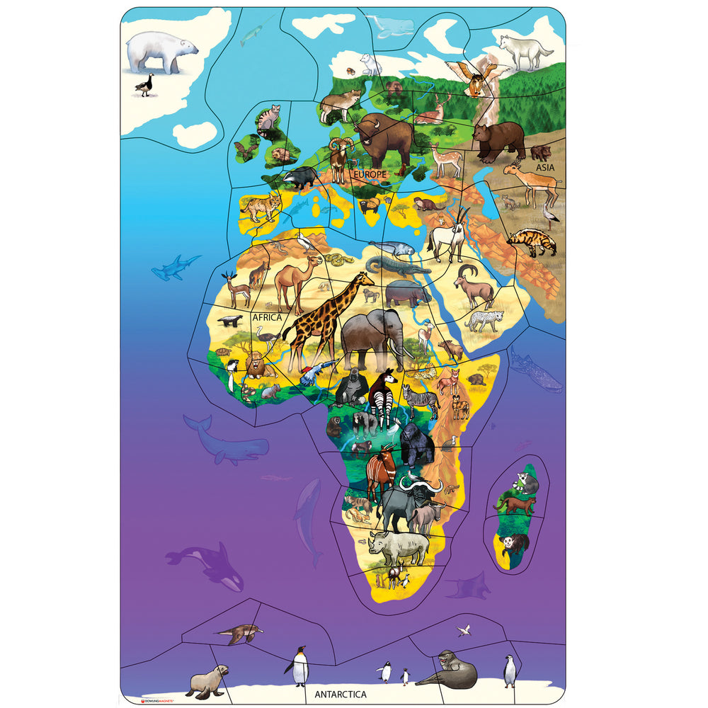 Dowling Magnets Animal Magnetism Magnetic Wildlife Map Puzzle - Eurasia & Africa