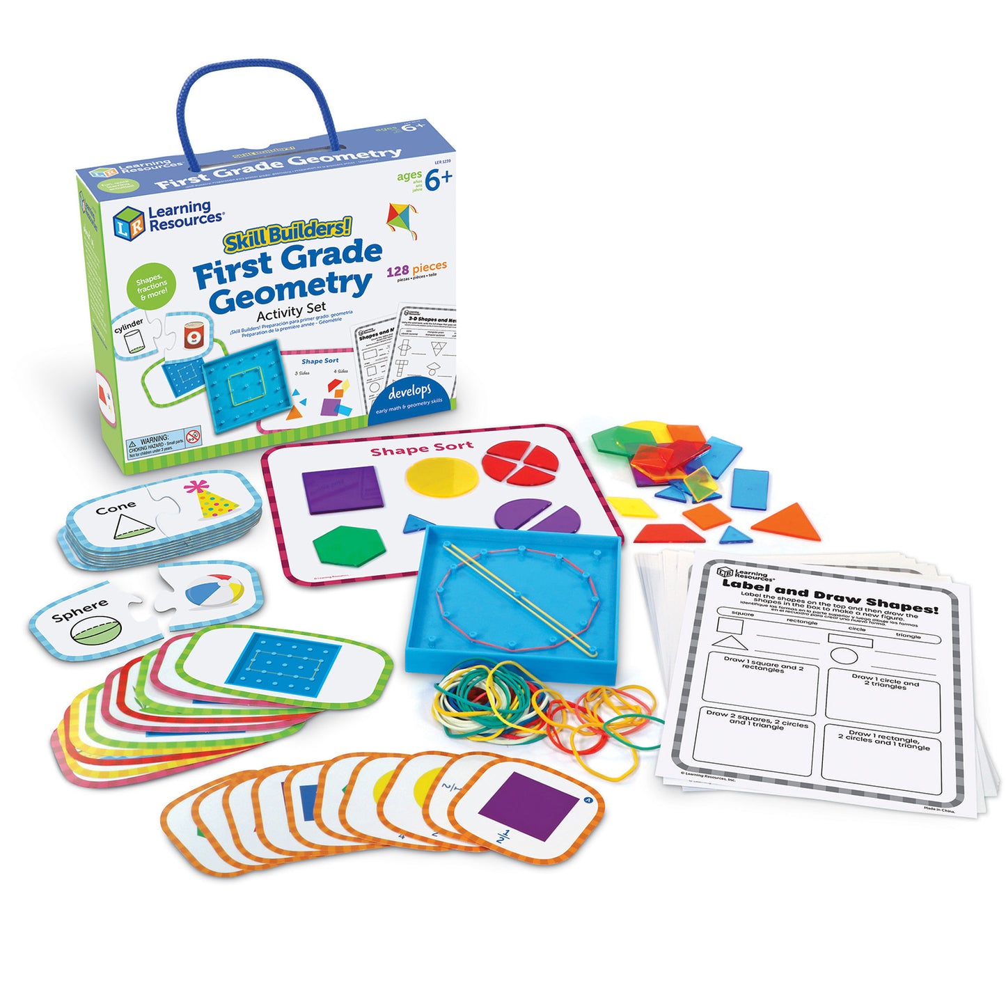 Learning Resources Skill Builders! 1st Grade Activities - 3-Pack Bundle for Reading, Math, and Shapes