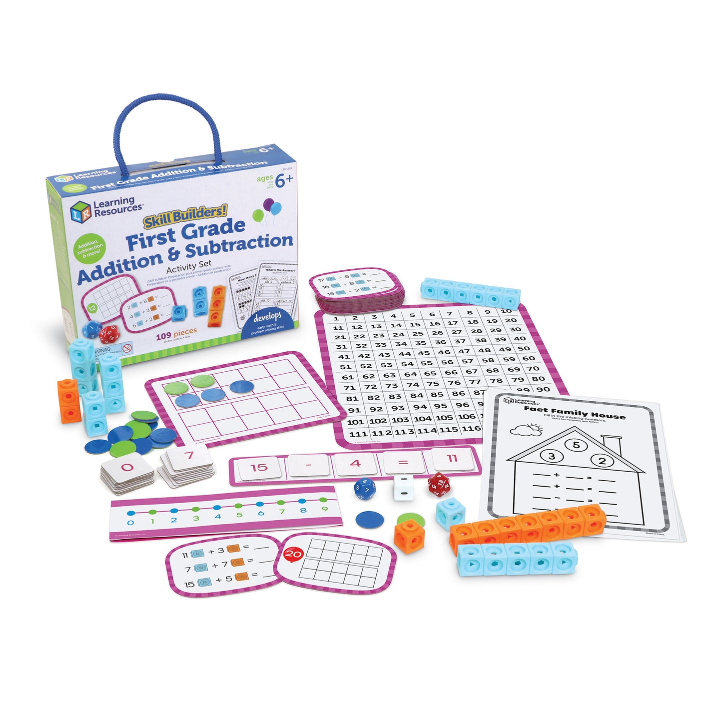 Learning Resources Skill Builders! 1st Grade Activities - 3-Pack Bundle for Reading, Math, and Shapes