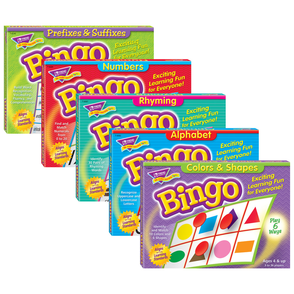 TREND Educational Bingo Game Set - 5-Pack Learning Series