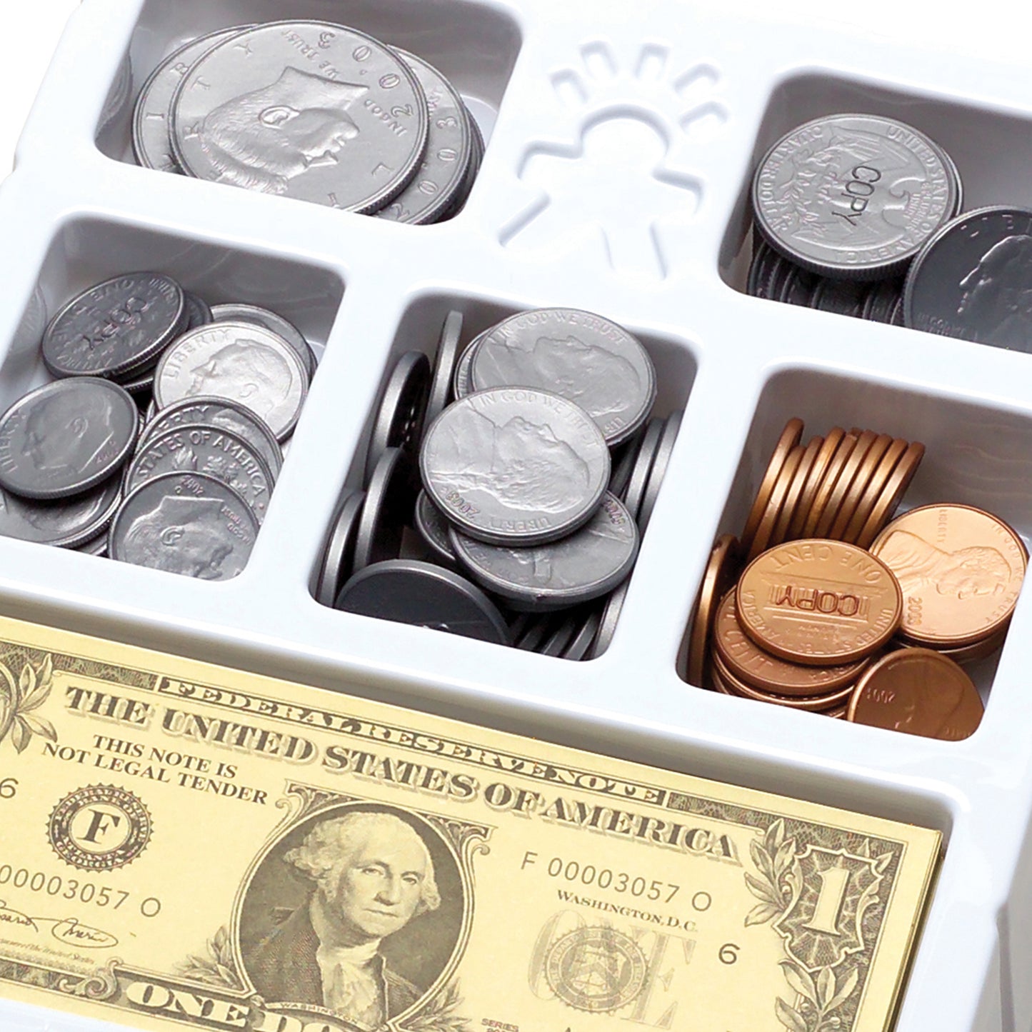 Educational Insights Play Money, Coins & Bills Tray - Realistic Pretend Cash Set