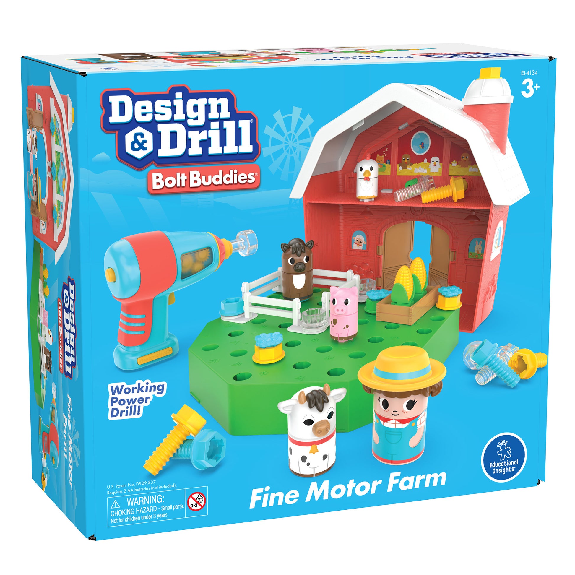 Educational Insights Design & Drill Bolt Buddies Barn - Interactive Farm Playset