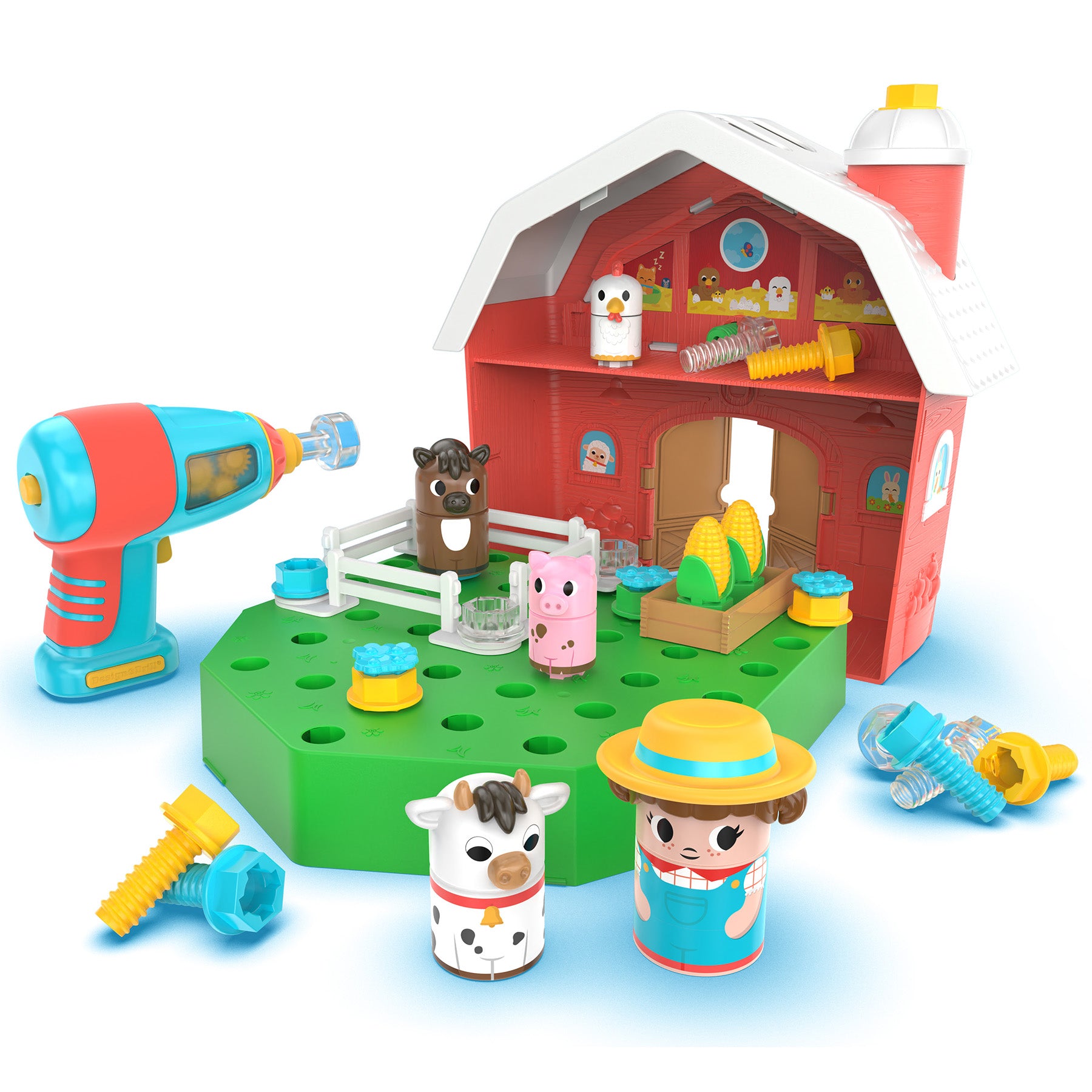 Educational Insights Design & Drill Bolt Buddies Barn - Interactive Farm Playset