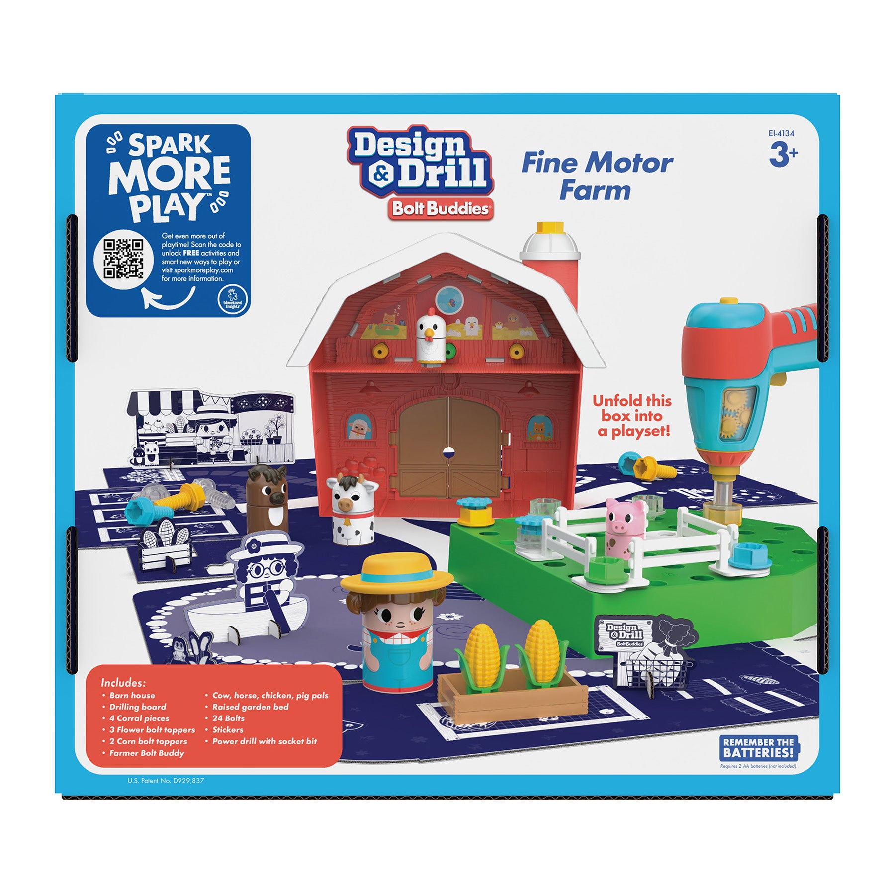 Educational Insights Design & Drill Bolt Buddies Barn - Interactive Farm Playset