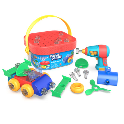 Educational Insights Design & Drill Build-It Bucket - Portable Construction Toy