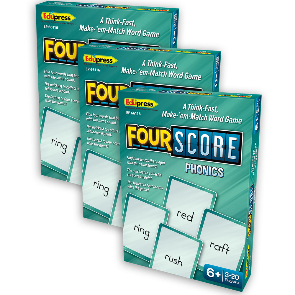 Teacher Created Resources Four Score Phonics Card Game - Pack of 3