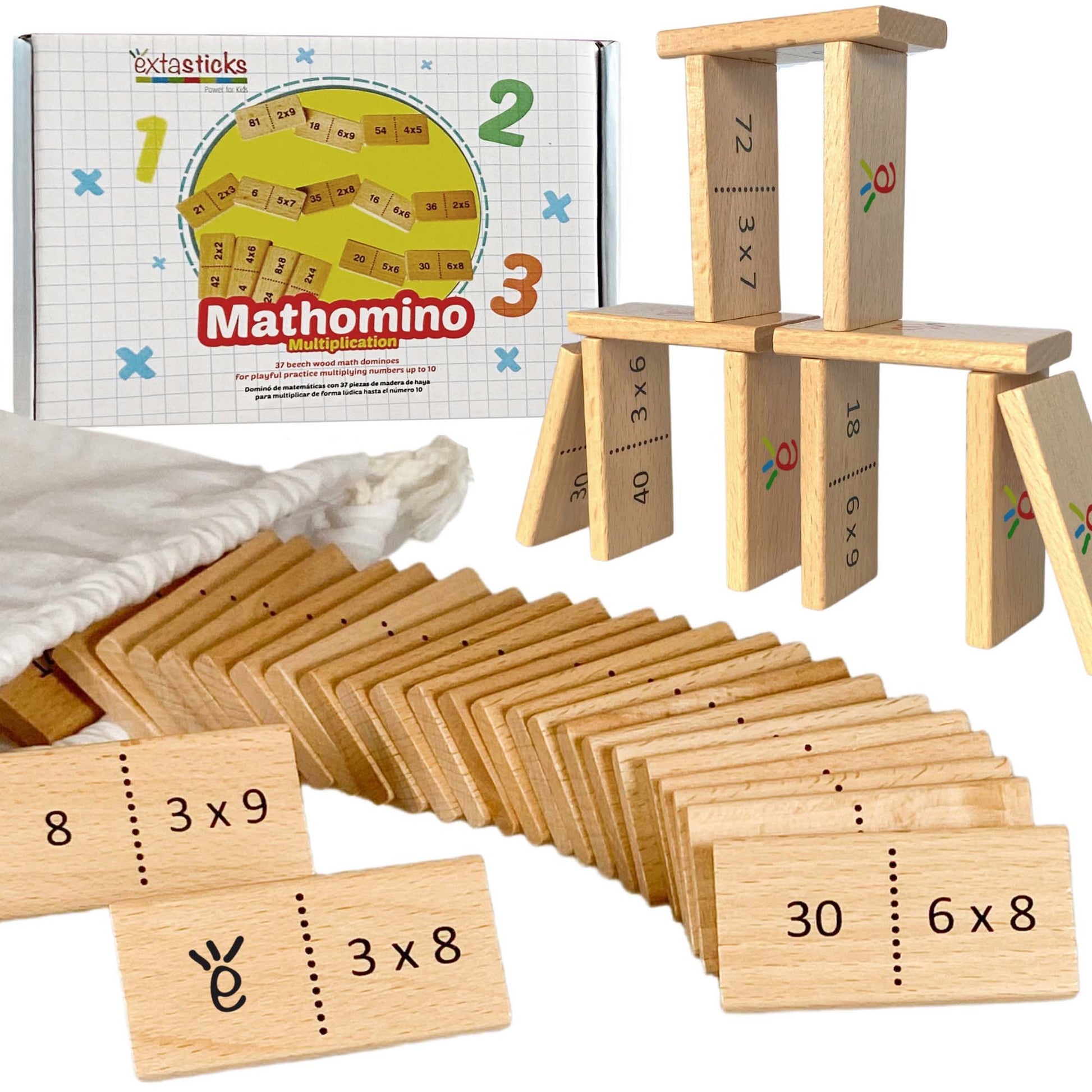 Extasticks Mathomino - Times Tables & Algebra Domino Game