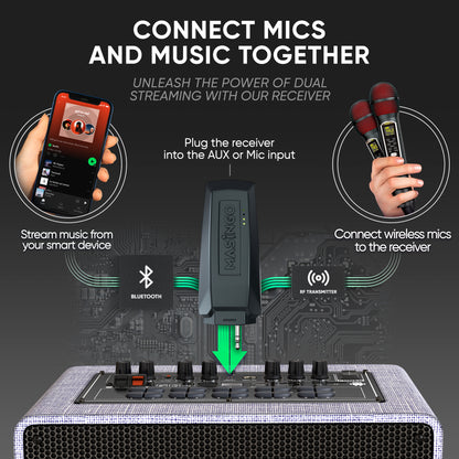 Masingo Fortissimo A12 Bluetooth Karaoke Machine with Dual UHF Microphones