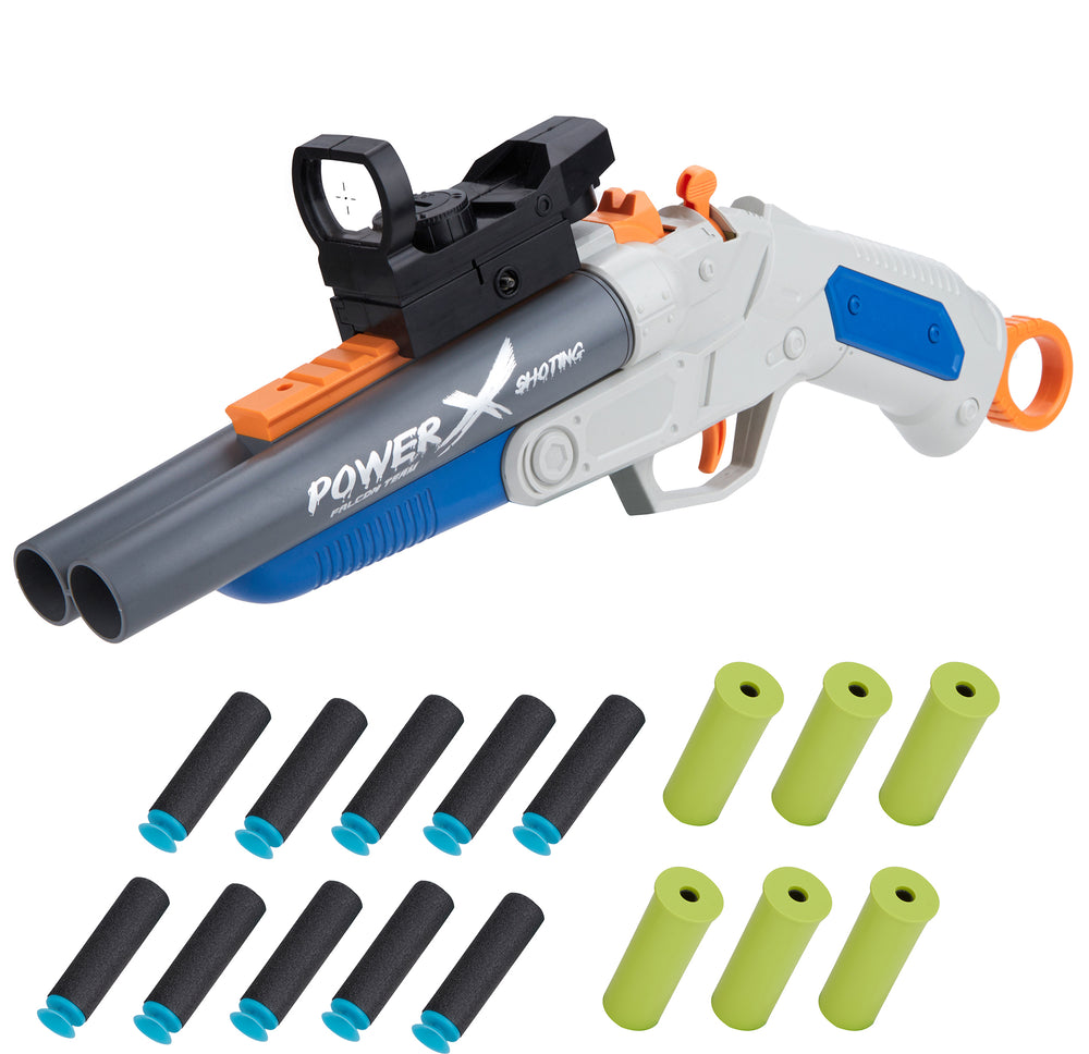 Contixo Double Barrel Foam Dart Blaster, Shell Ejection, Soft Foam Darts, Dual Fire Mode, Indoor & Outdoor Toys for Kids 6+