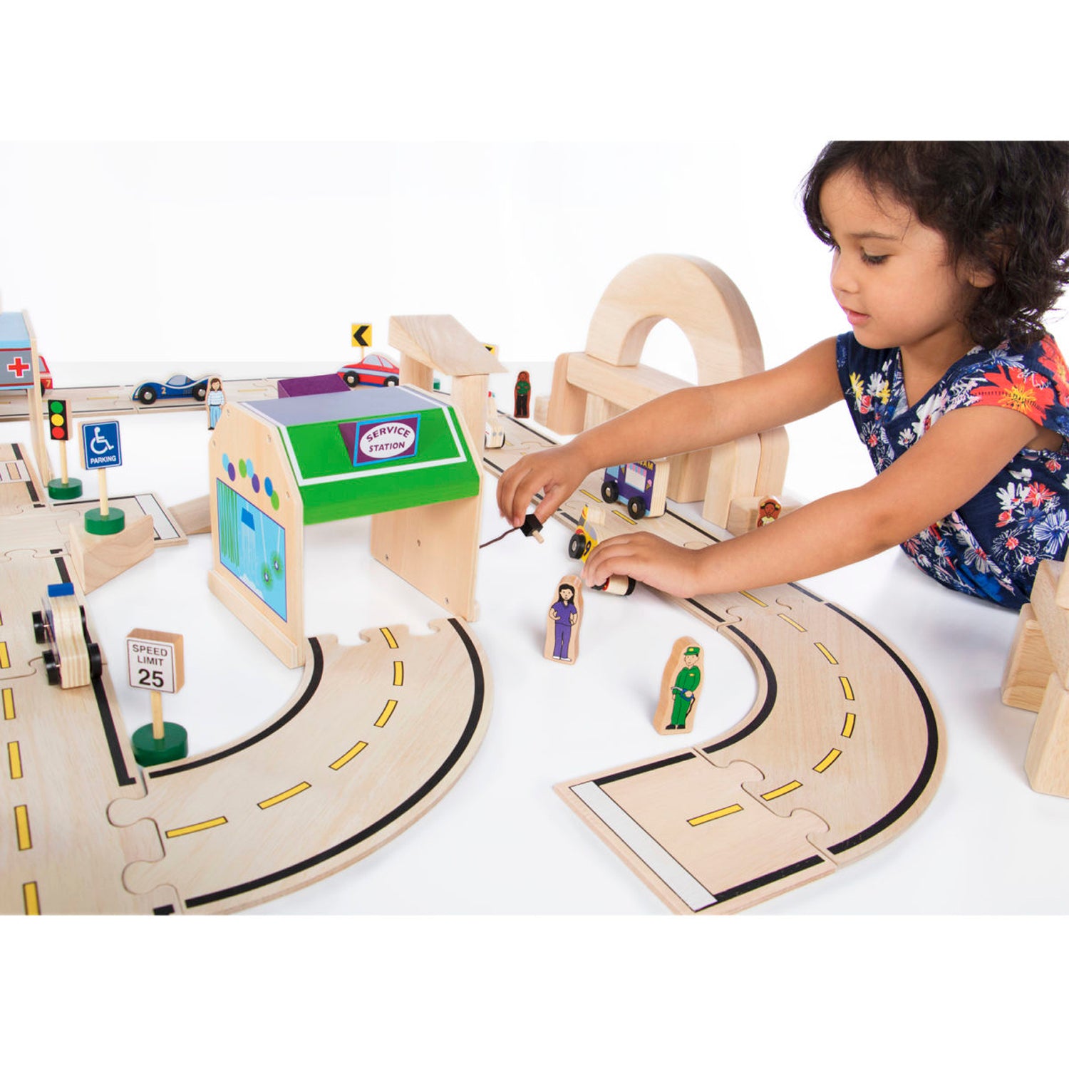 Guidecraft 36-Piece Community & Roadway Essentials Set - Interactive Play