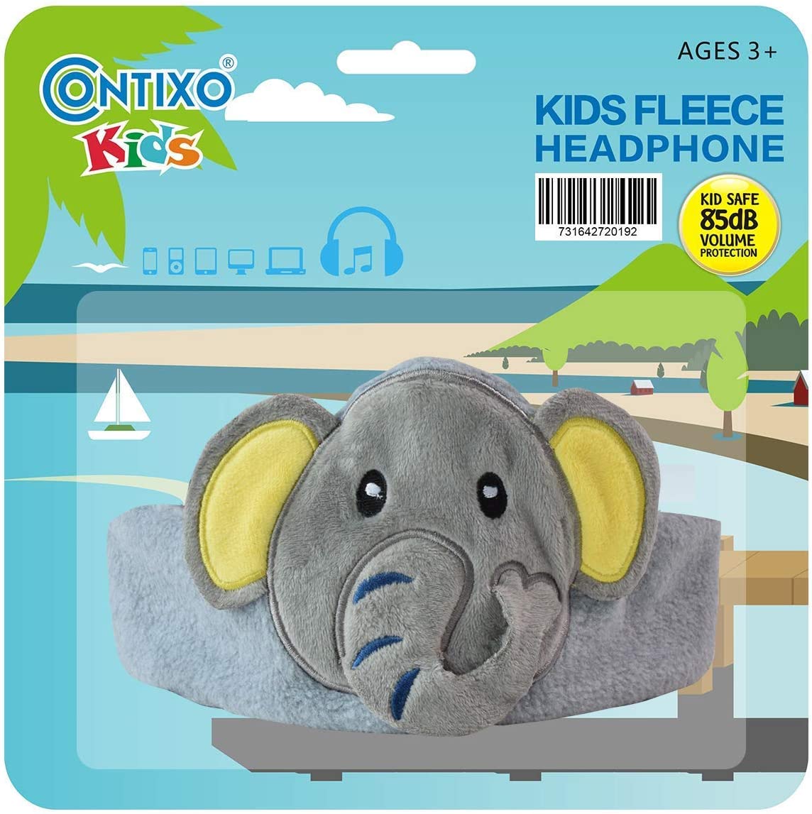 Contixo H1 Kids Adjustable Fleece Headband Headphones - Elephant Design