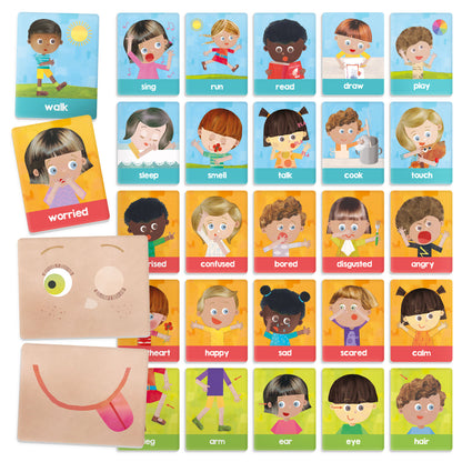 Headu Montessori Emotions & Actions Learning Flashcards - Interactive Educational Toy