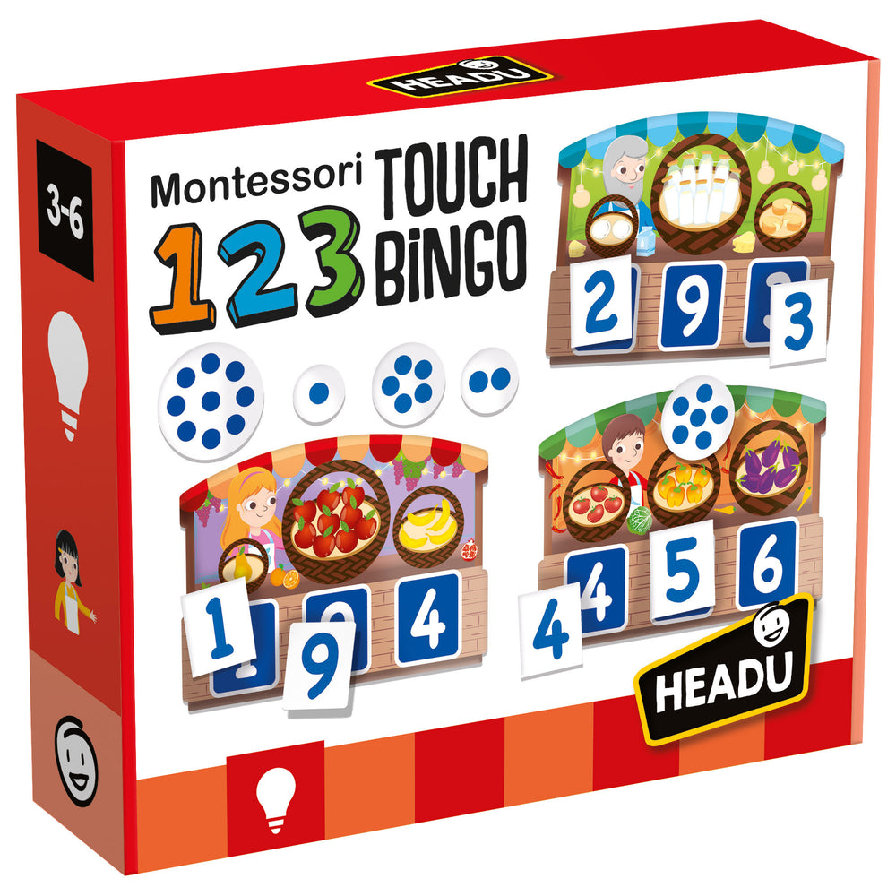 Headu 123 Montessori Touch Bingo - Interactive Counting Game