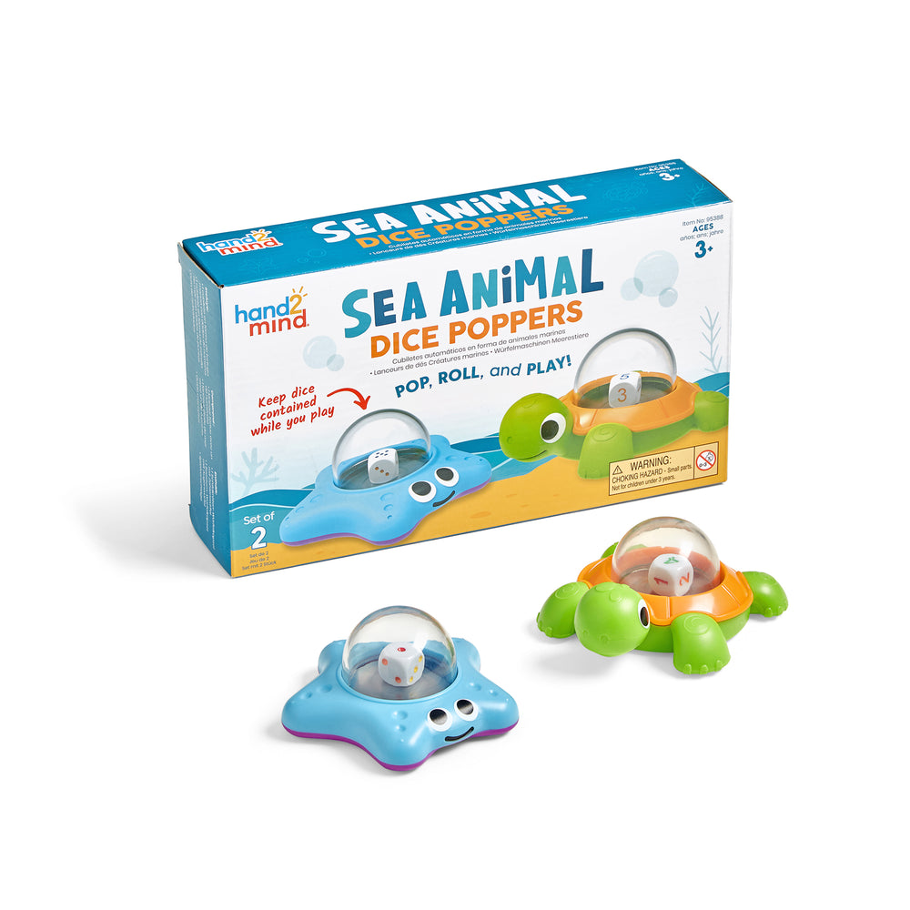 Hand2Mind Sea Animal Dice Poppers, Turtle & Starfish - Educational Counting Toy