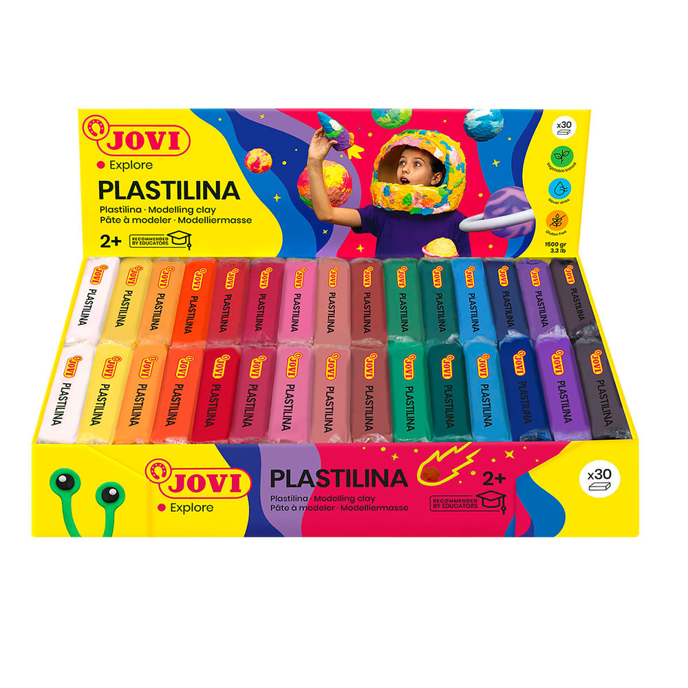 JOVI Plastilina Vegetable-Based Modeling Clay, 30 Bars - Assorted Colors