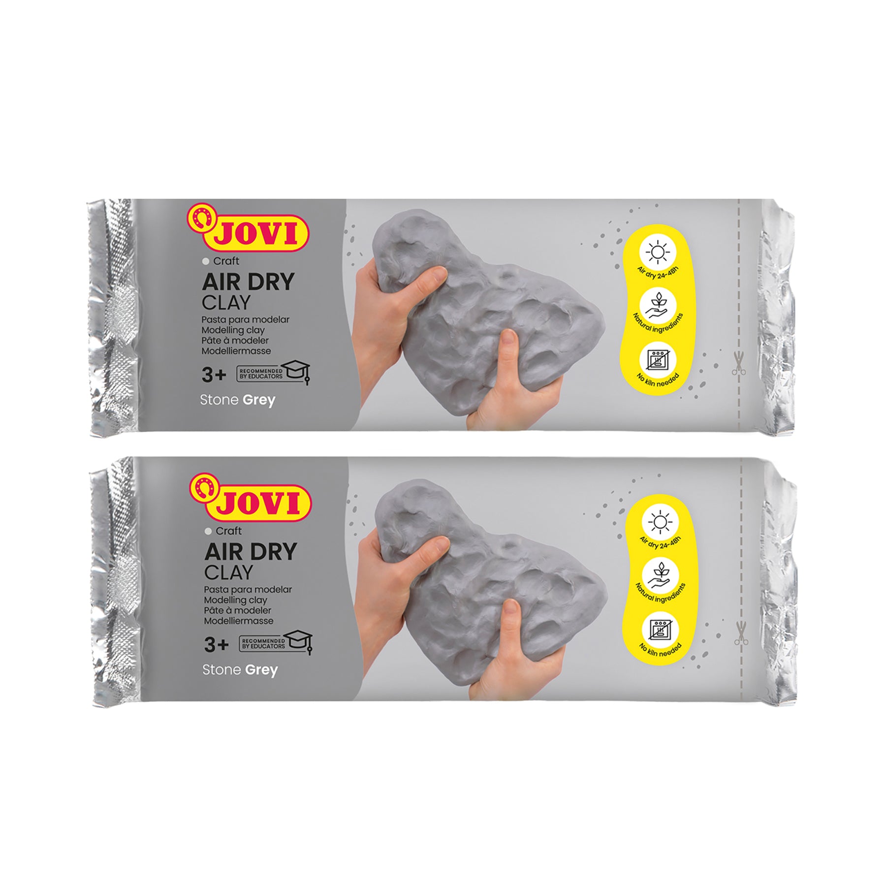 JOVI Home Artist Collection Air Dry Clay - Grey, 2.2lb Bar, Pack of 2