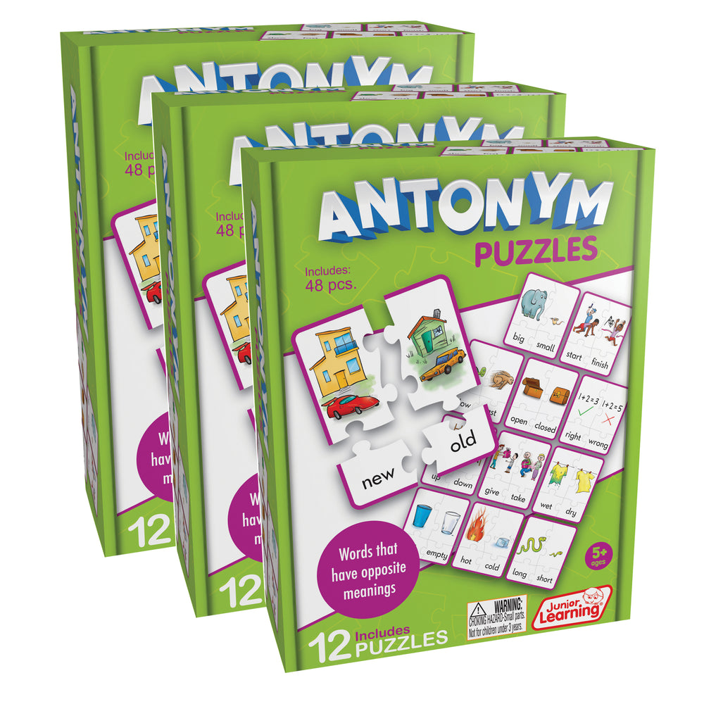 Junior Learning Antonym Puzzles - Multicolored - 3 Sets