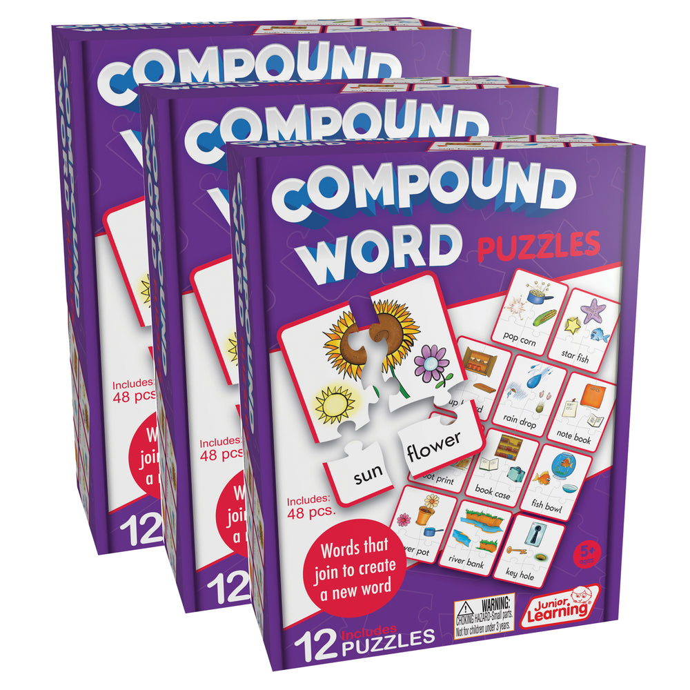 Junior Learning Compound Word Puzzles - Multicolored Language Game