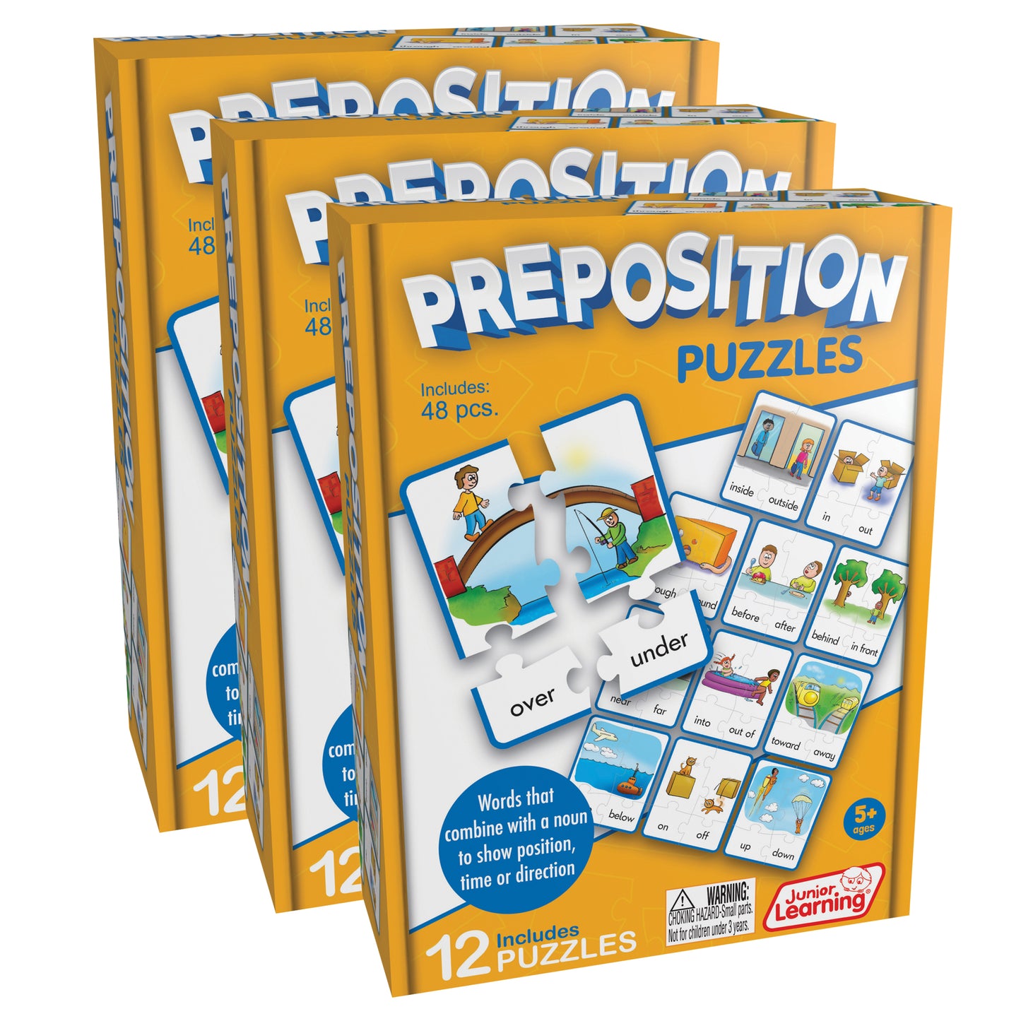 Junior Learning Preposition Puzzles - Multicolored Jigsaw Language Game