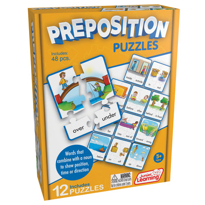 Junior Learning Preposition Puzzles - Multicolored Jigsaw Language Game