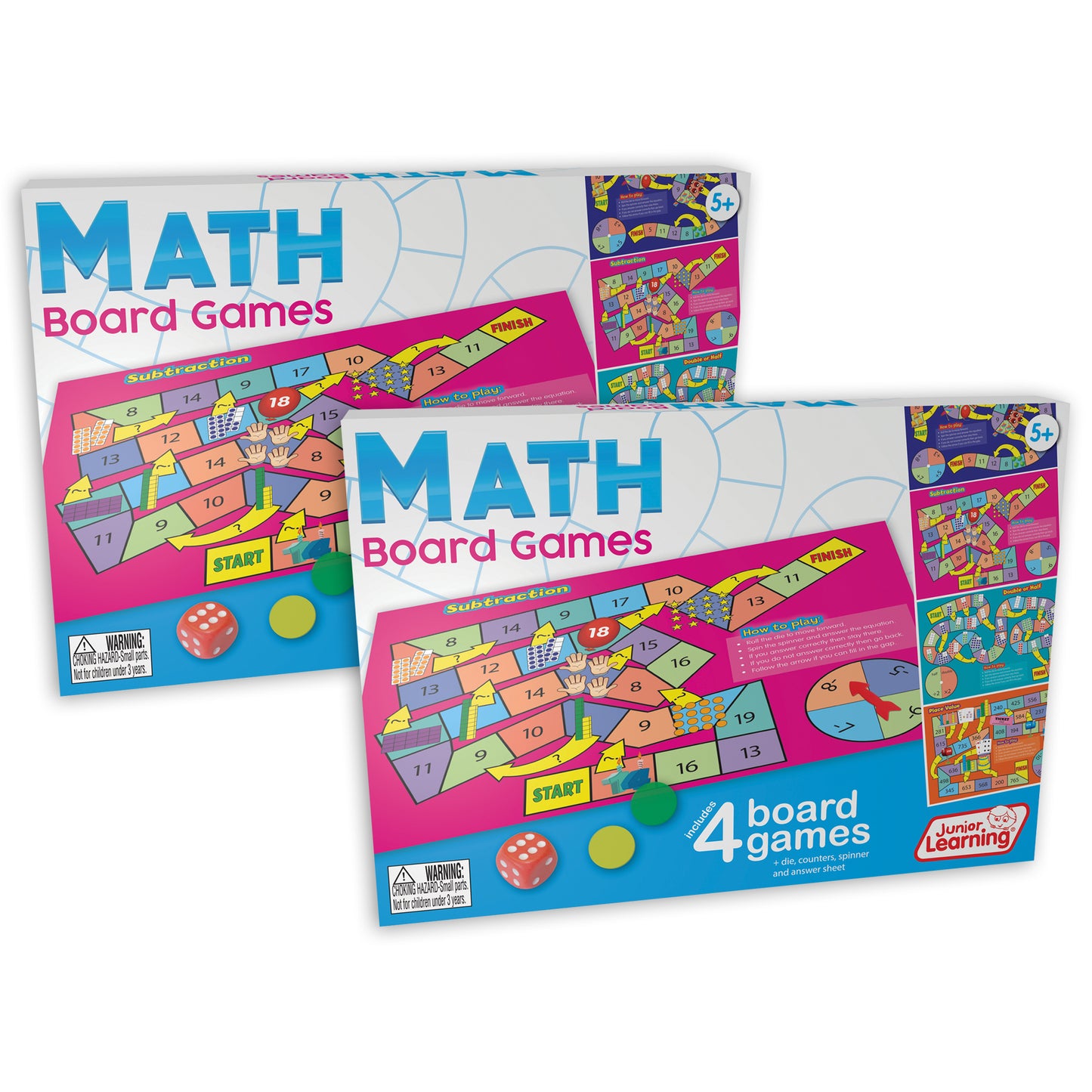 Junior Learning Math Board Games - Addition & Subtraction Adventure Pack of 2