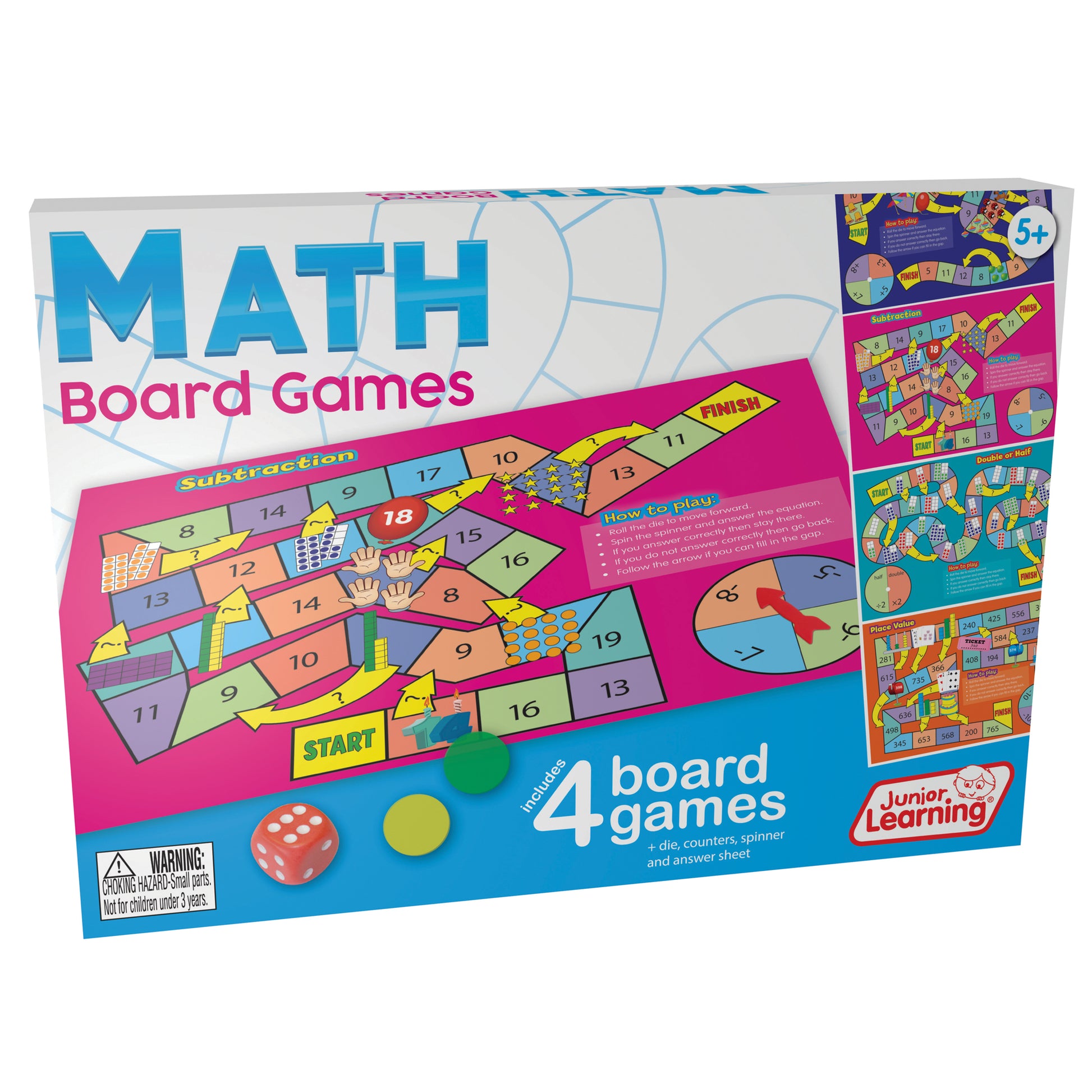 Junior Learning Math Board Games - Addition & Subtraction Adventure Pack of 2