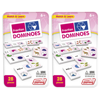 Junior Learning Fraction Dominoes - Educational Math Game - 28 Pieces