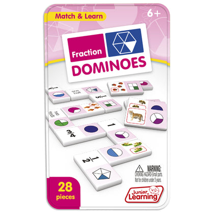 Junior Learning Fraction Dominoes - Educational Math Game - 28 Pieces