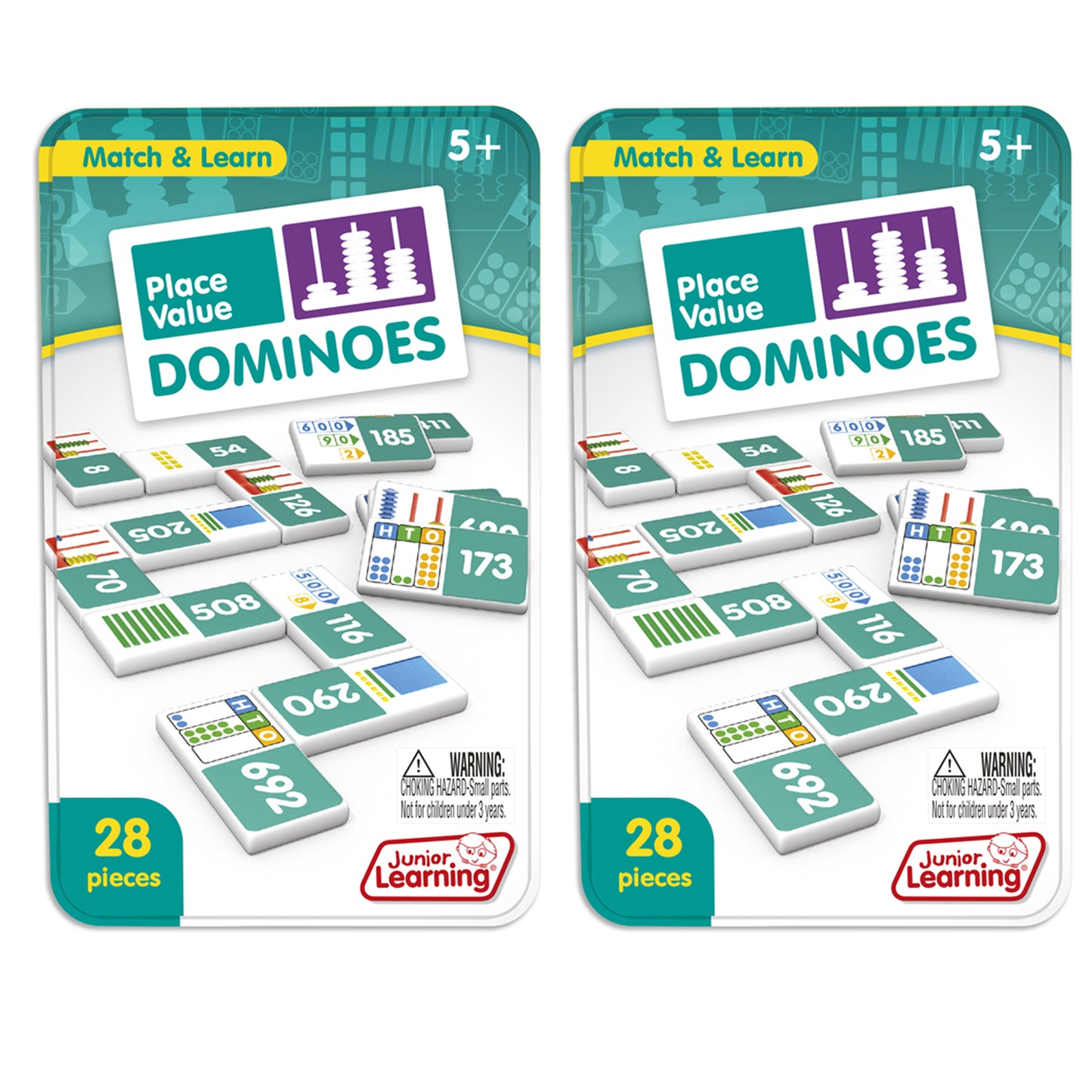 Junior Learning Place Value Dominoes - Educational Math Game - 2-Pack Set