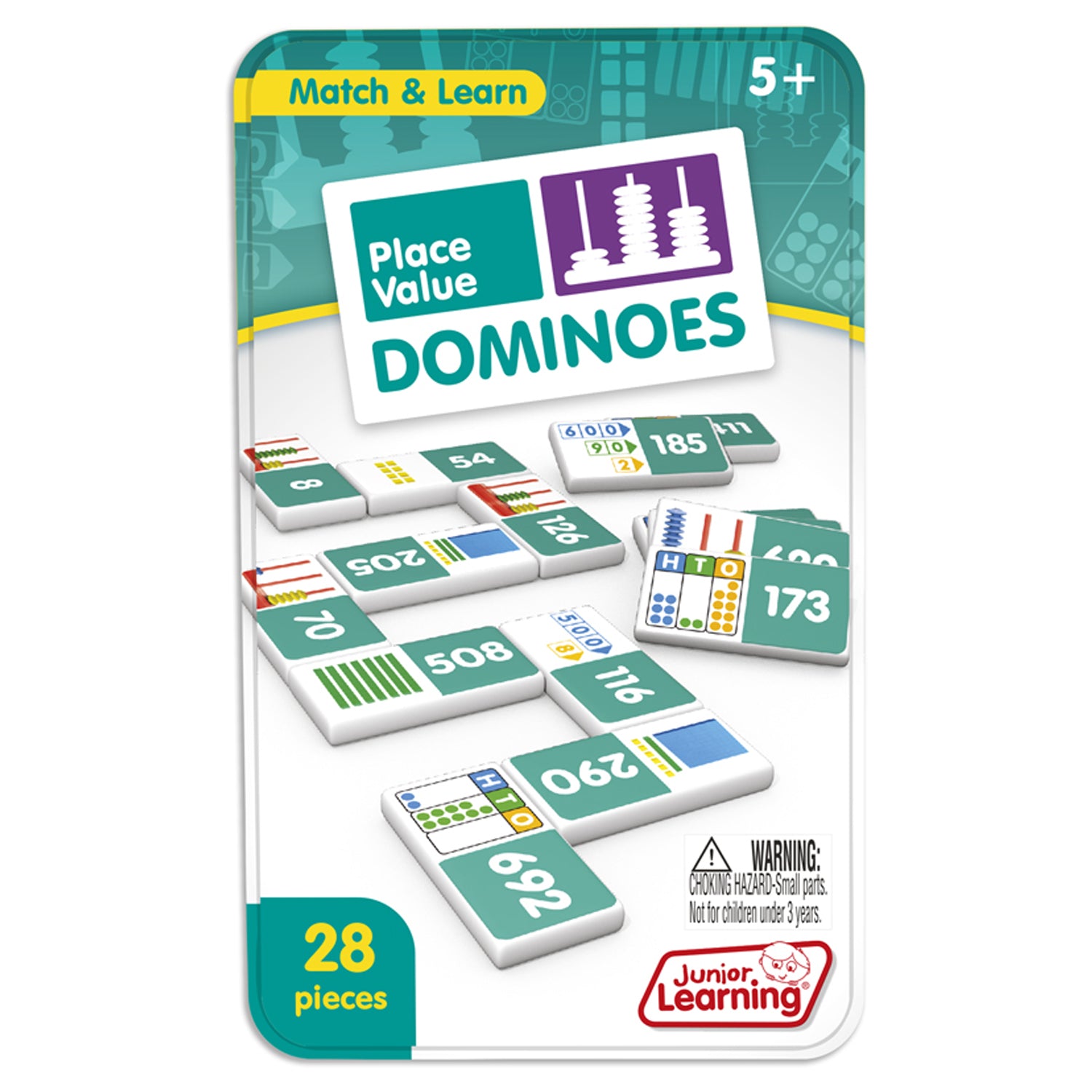 Junior Learning Place Value Dominoes - Educational Math Game - 2-Pack Set