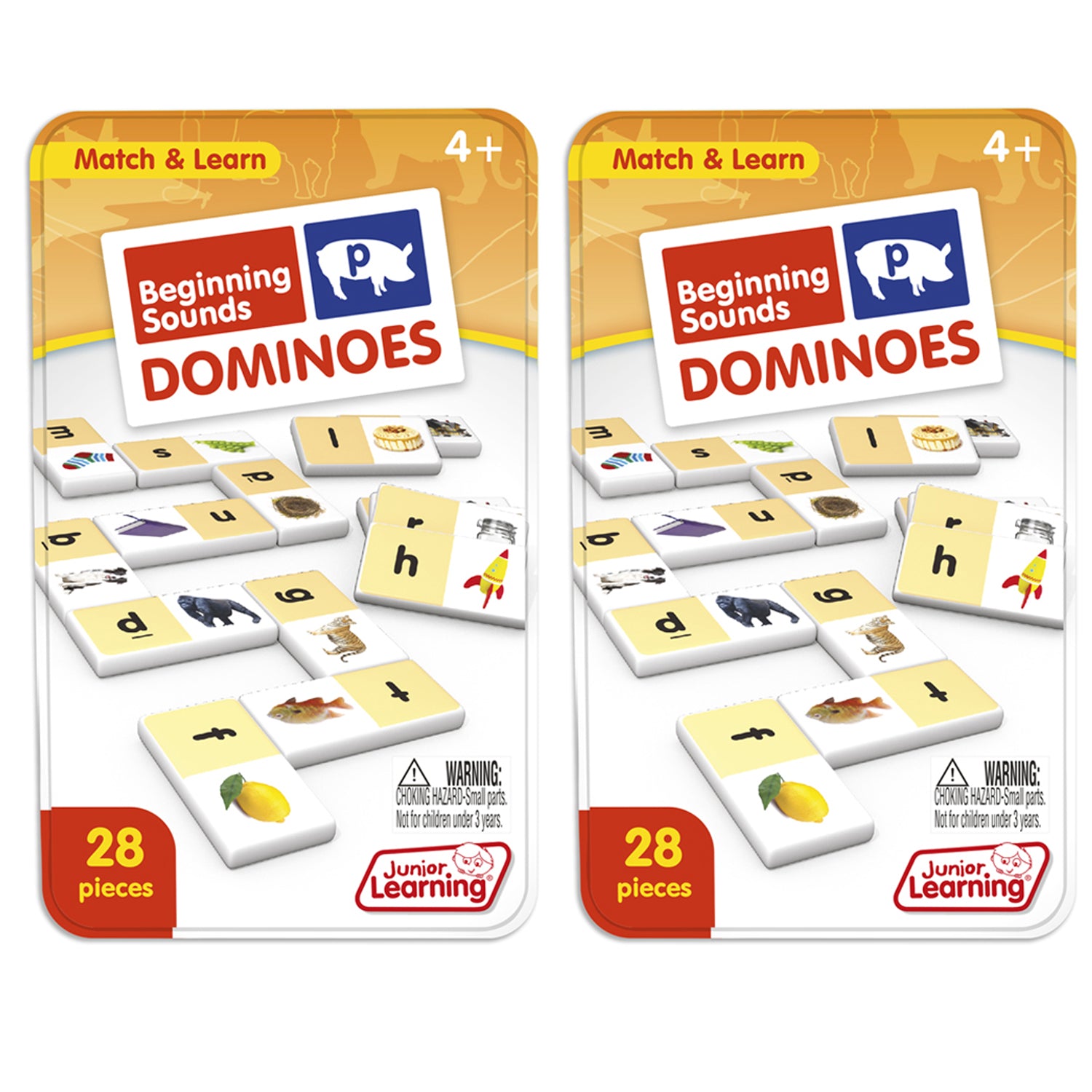 Junior Learning Beginning Sounds Dominoes - Vibrant Learning Game - 2 Sets