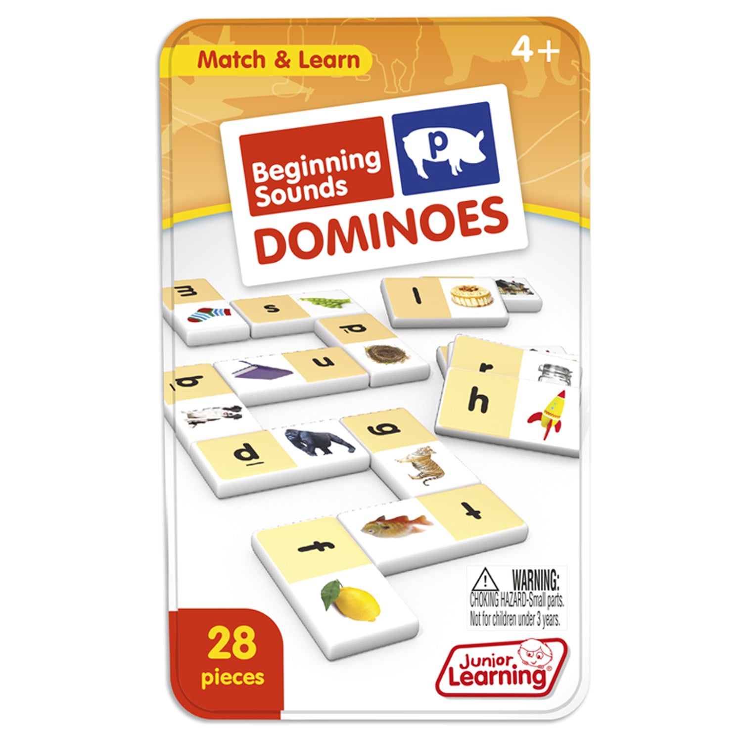 Junior Learning Beginning Sounds Dominoes - Vibrant Learning Game - 2 Sets