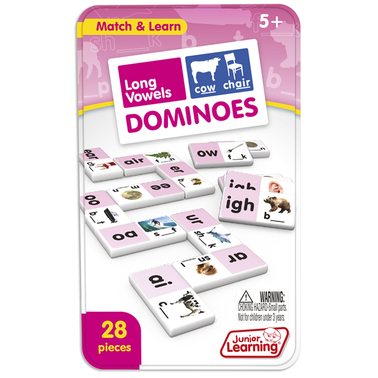 Junior Learning Long Vowel Dominoes - Educational Game - Multiplayer Set