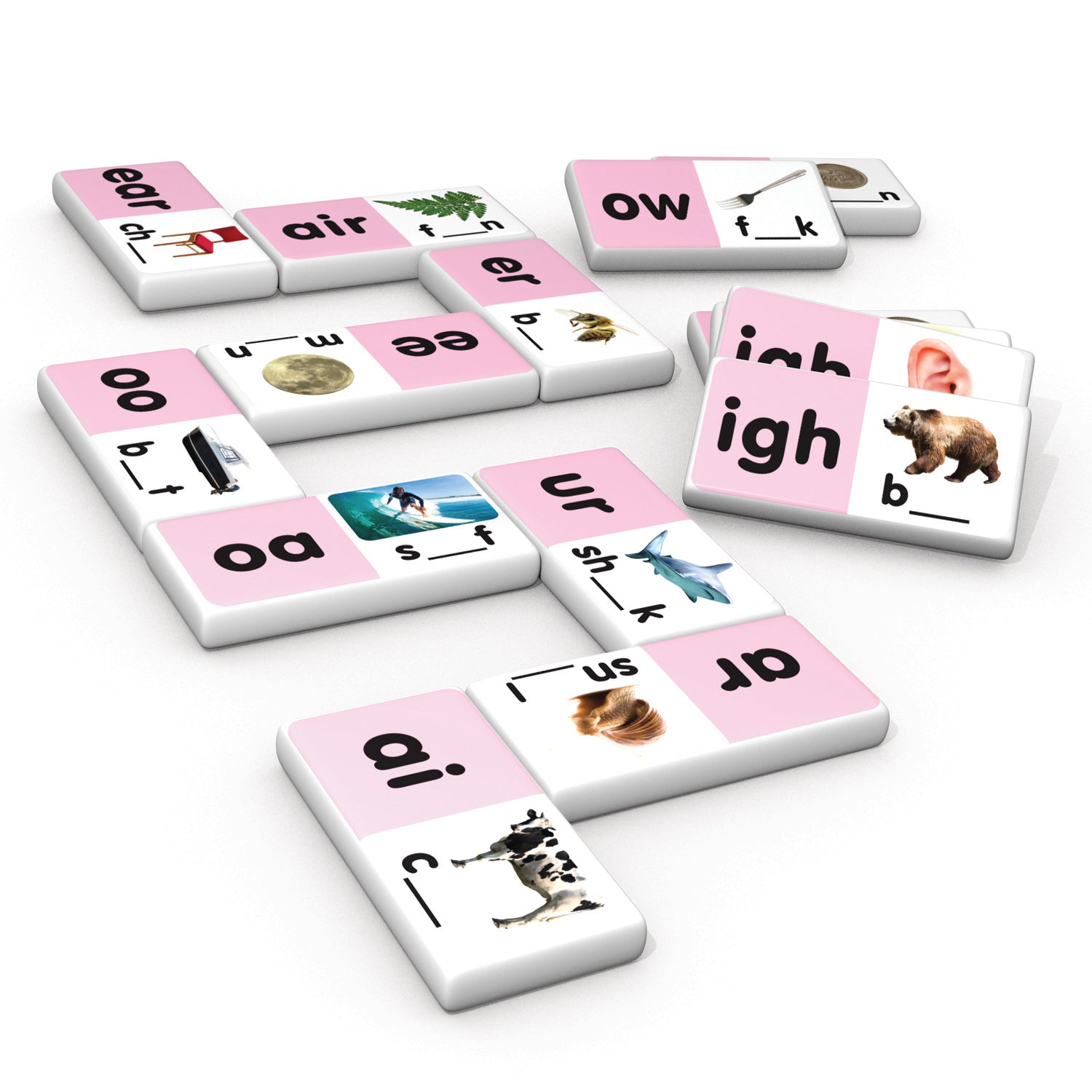 Junior Learning Long Vowel Dominoes - Educational Game - Multiplayer Set