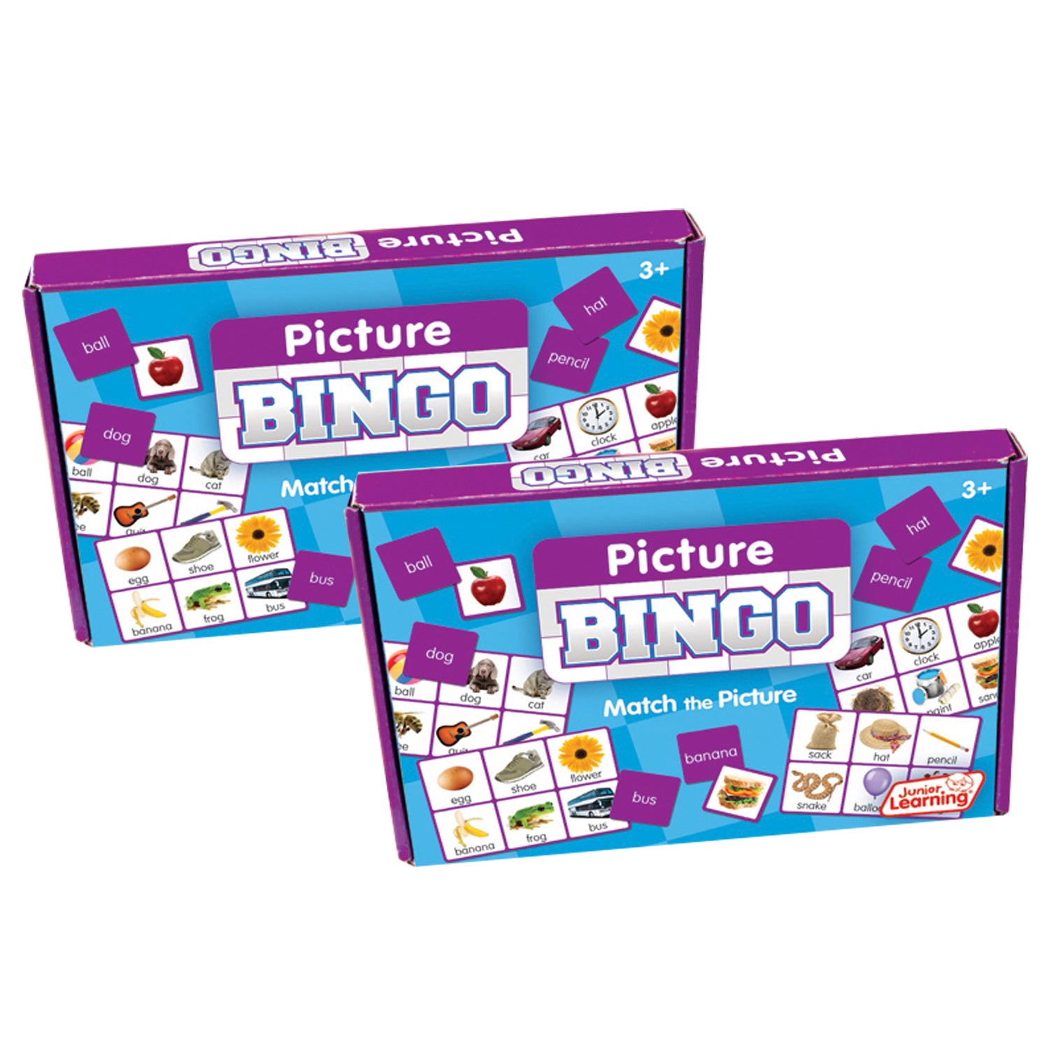 Junior Learning Picture Bingo - Colorful Matching Game - Multicolored, 2 Pack