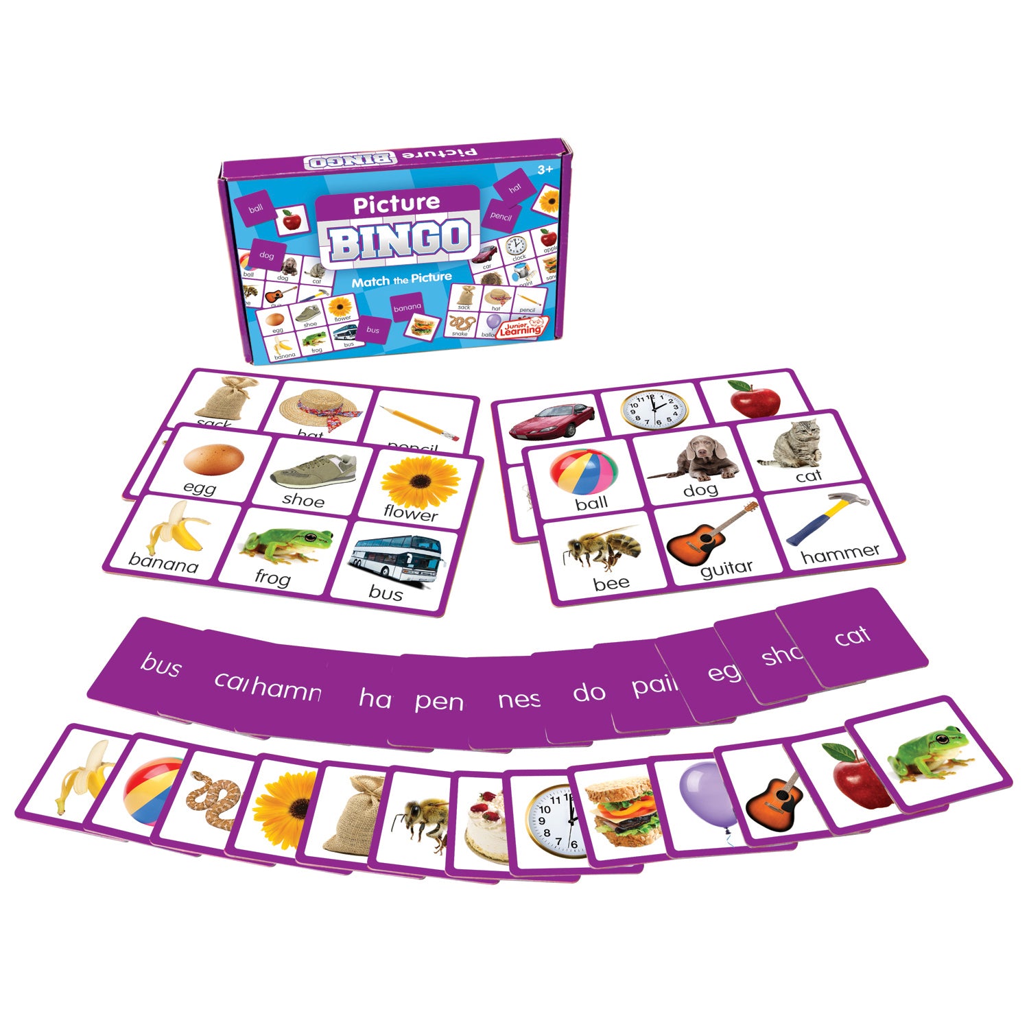 Junior Learning Picture Bingo - Colorful Matching Game - Multicolored, 2 Pack