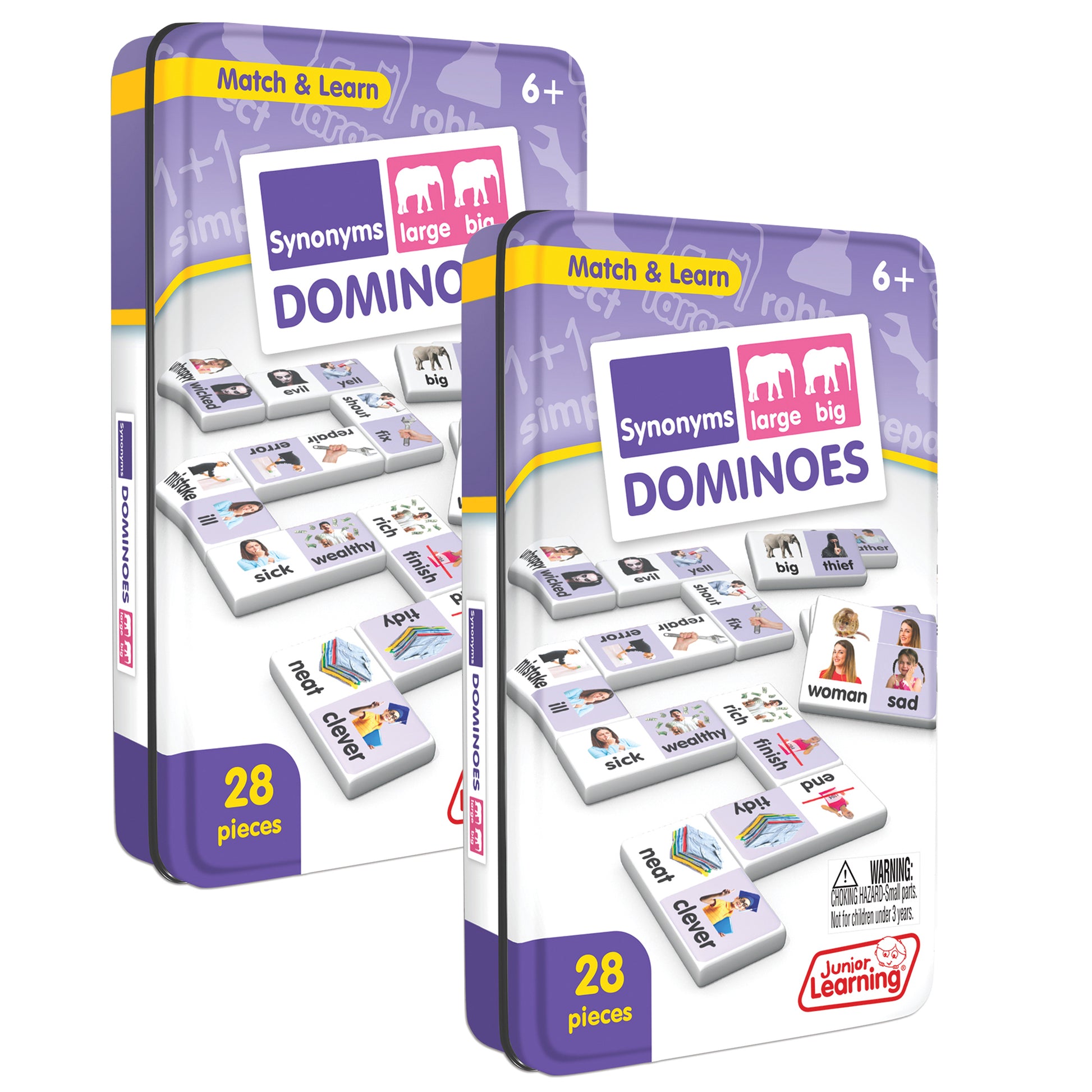 Junior Learning Synonyms Match & Learn Dominoes - Educational Toy Set - Pack of 2