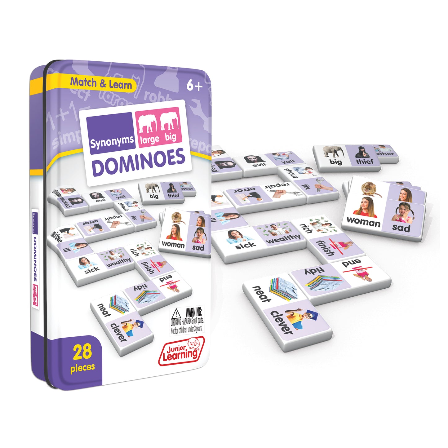 Junior Learning Synonyms Match & Learn Dominoes - Educational Toy Set - Pack of 2