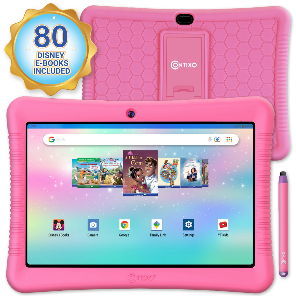 Contixo K102 Kids 10-Inch 64GB HD Tablet with Disney E-Books - Pink