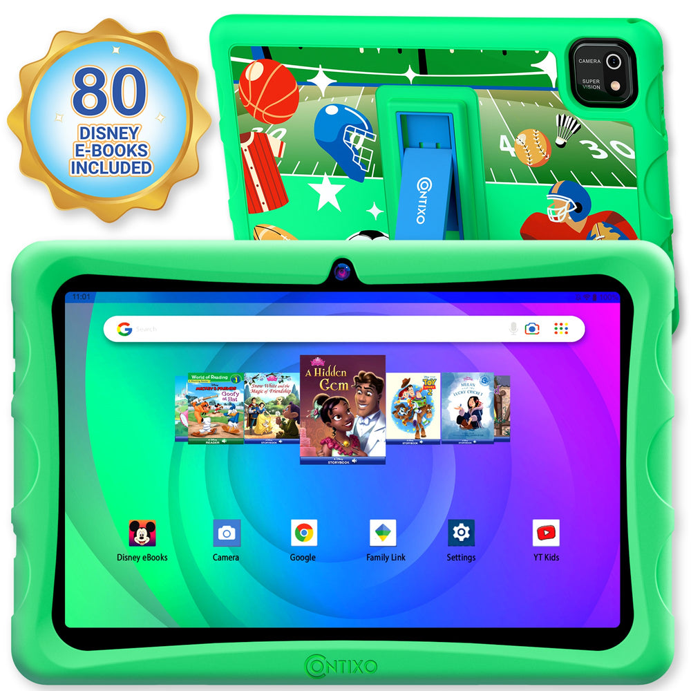 Contixo K103B 10-Inch Kids Tablet - 64GB with 80 Disney eBooks - Green