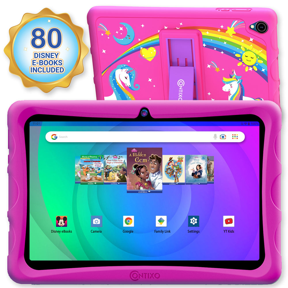 Contixo K103B 10-Inch Kids Tablet - 64GB with 80 Disney eBooks - Pink