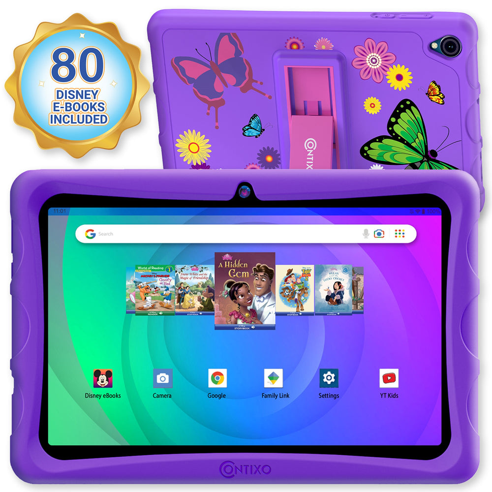 Contixo K103B 10-Inch Kids Tablet - 64GB with 80 Disney eBooks - Purple