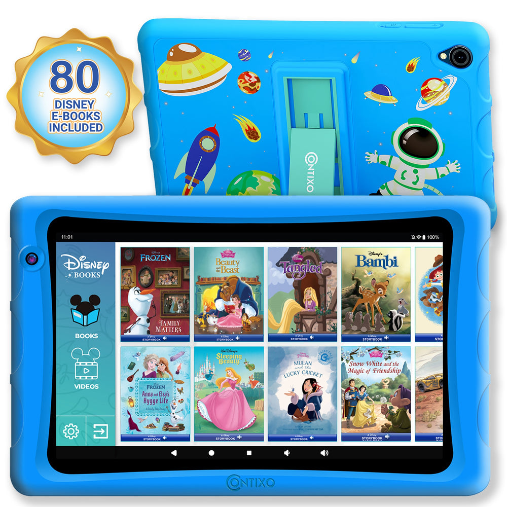 Contixo K80 8-Inch Kids Tablet - Disney eBooks - 2GB + 64GB - Blue