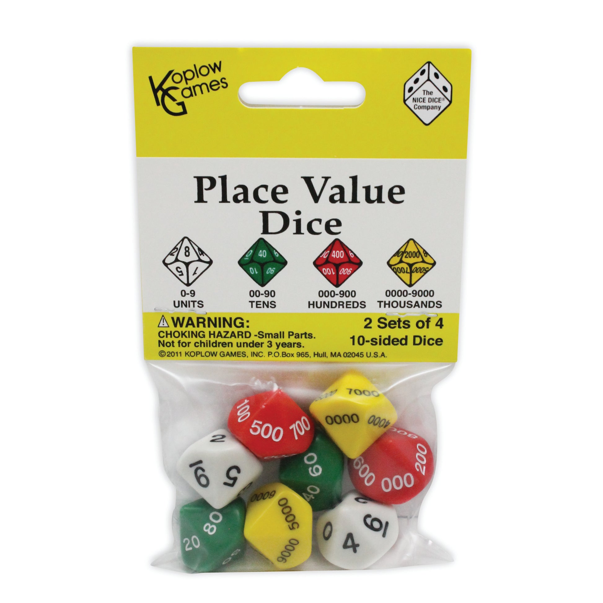 Koplow Games Educational Place Value Dice - Colorful Assortment - Set of 48