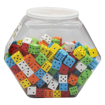 Koplow Games Jubilant Jumbo Foam Dice Set, 16mm, Variety Colors, Tub of 200