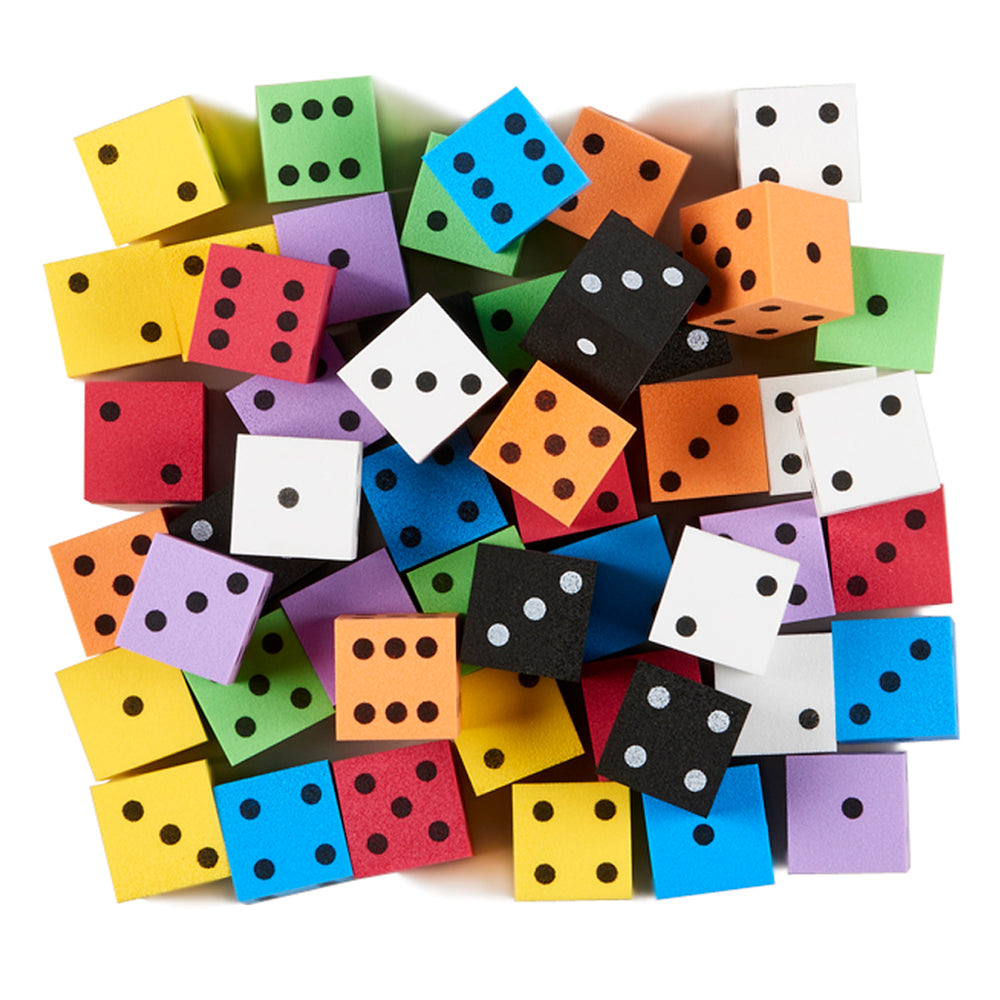 Koplow Games Colorful Foam Spot Dice Set, 50 Pieces